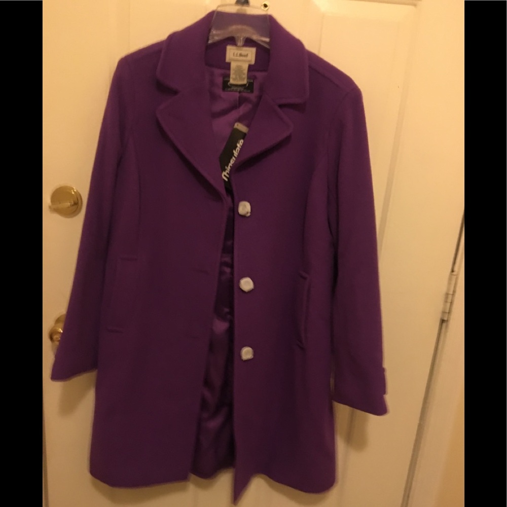 NWT LL Bean Purple Lambswool Coat Size 12